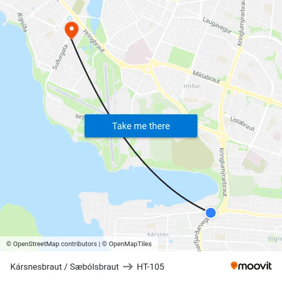 Kársnesbraut / Sæbólsbraut to HT-105 map