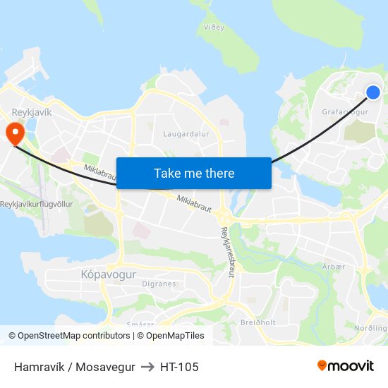 Hamravík / Mosavegur to HT-105 map