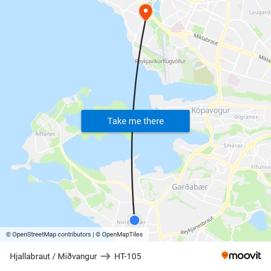 Hjallabraut / Miðvangur to HT-105 map
