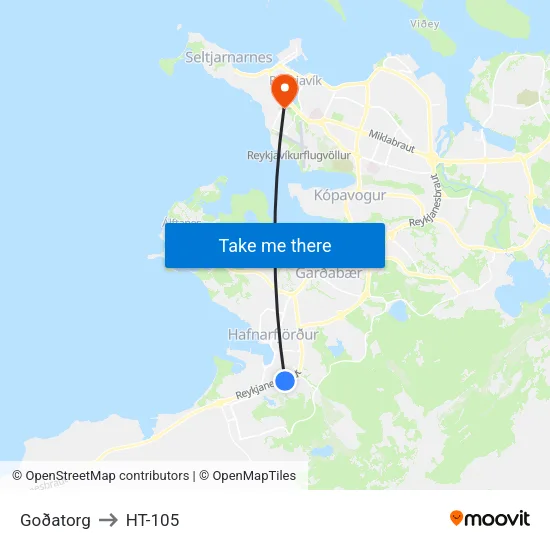 Goðatorg to HT-105 map