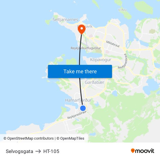 Selvogsgata to HT-105 map