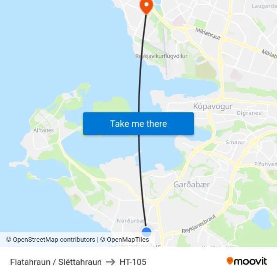 Flatahraun / Sléttahraun to HT-105 map