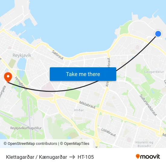 Klettagarðar / Kænugarðar to HT-105 map