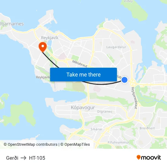 Gerði to HT-105 map