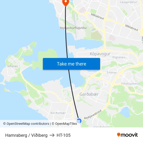 Hamraberg / Víðiberg to HT-105 map