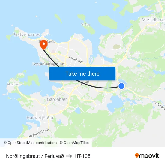 Norðlingabraut / Ferjuvað to HT-105 map