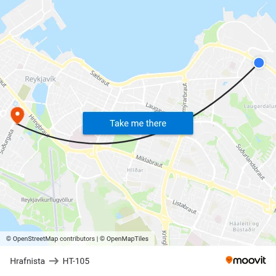 Hrafnista to HT-105 map