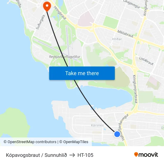 Kópavogsbraut / Sunnuhlíð to HT-105 map