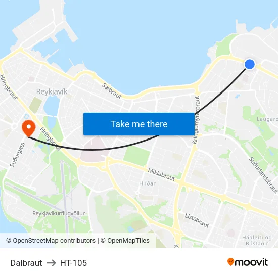 Dalbraut to HT-105 map