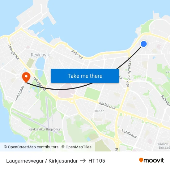 Laugarnesvegur / Kirkjusandur to HT-105 map