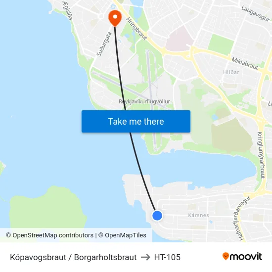 Kópavogsbraut / Borgarholtsbraut to HT-105 map