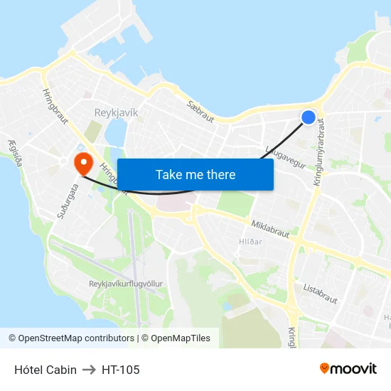 Hótel Cabin to HT-105 map
