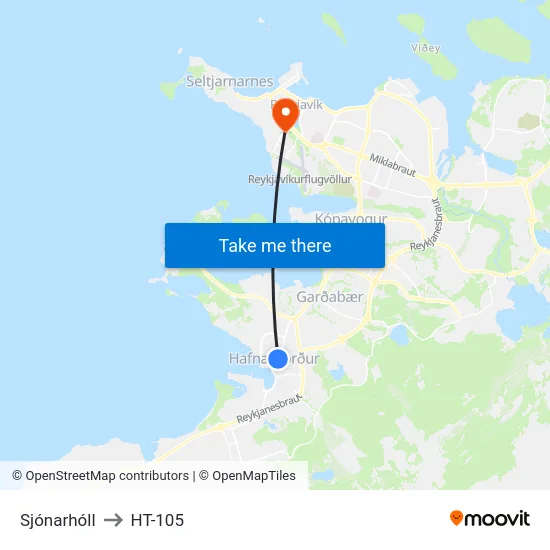 Sjónarhóll to HT-105 map