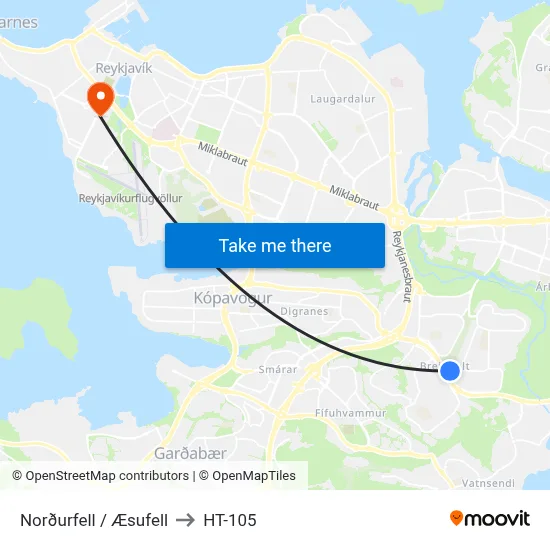 Norðurfell / Æsufell to HT-105 map