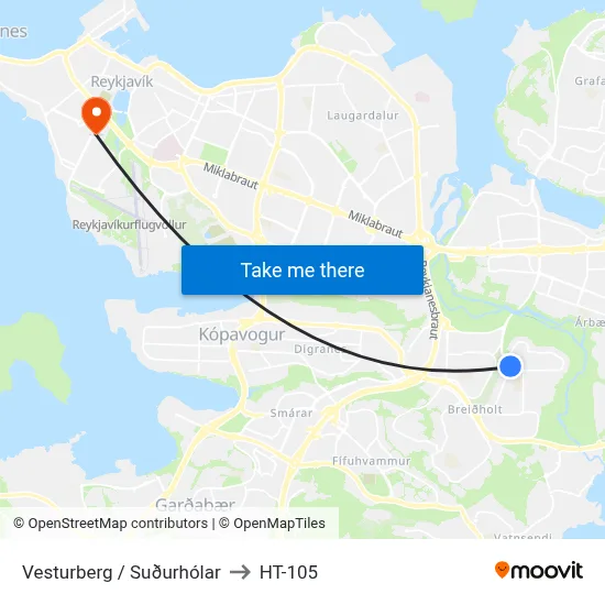 Vesturberg / Suðurhólar to HT-105 map