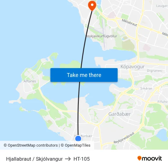 Hjallabraut / Skjólvangur to HT-105 map