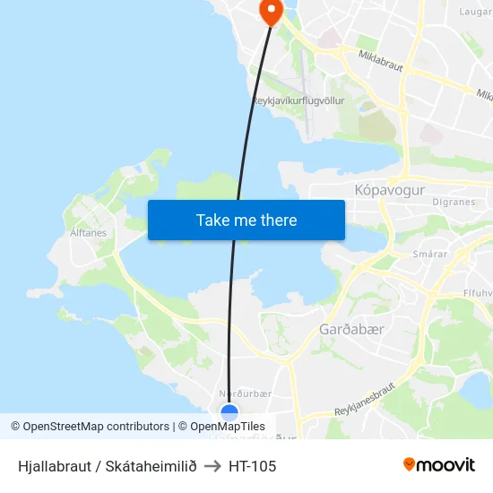 Hjallabraut / Skátaheimilið to HT-105 map