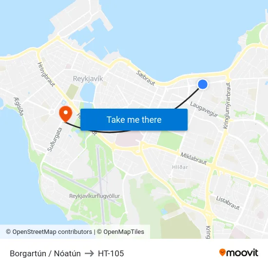 Borgartún / Nóatún to HT-105 map