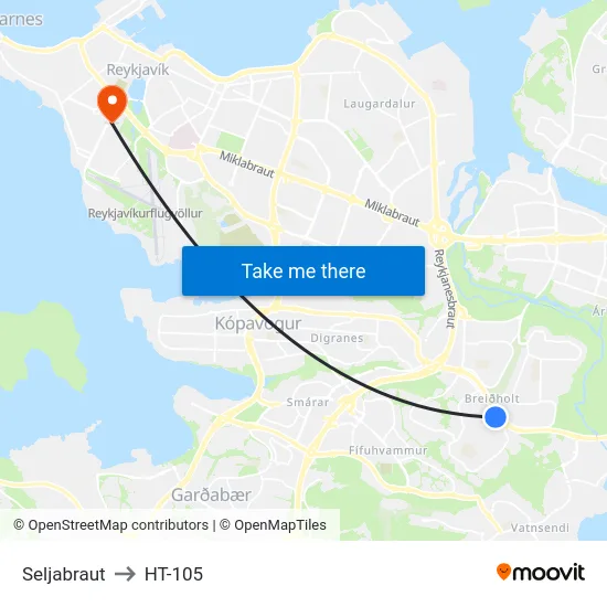 Seljabraut to HT-105 map