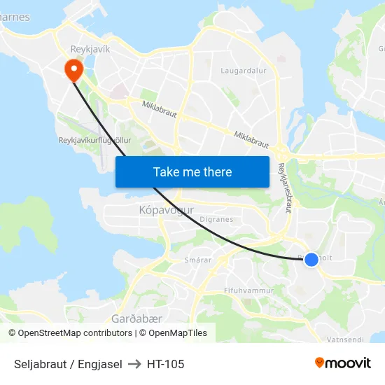 Seljabraut / Engjasel to HT-105 map