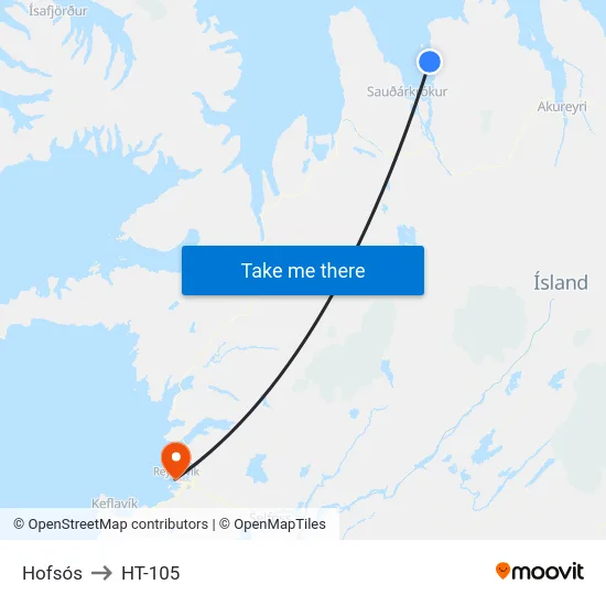Hofsós to HT-105 map