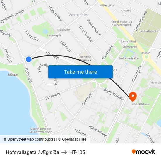 Hofsvallagata / Ægisíða to HT-105 map