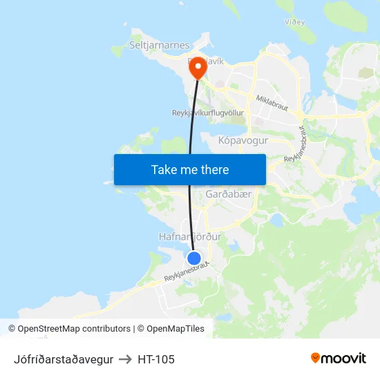 Jófríðarstaðavegur to HT-105 map