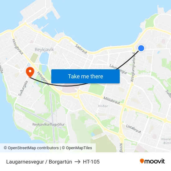 Laugarnesvegur / Borgartún to HT-105 map