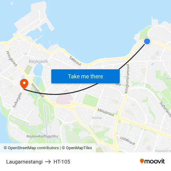 Laugarnestangi to HT-105 map