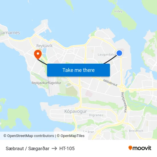 Sæbraut / Sægarðar to HT-105 map