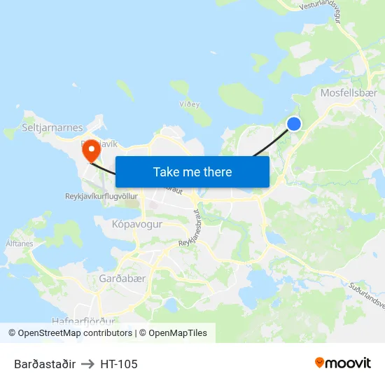 Barðastaðir to HT-105 map