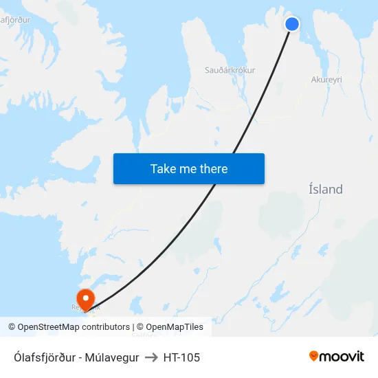 Ólafsfjörður - Múlavegur to HT-105 map
