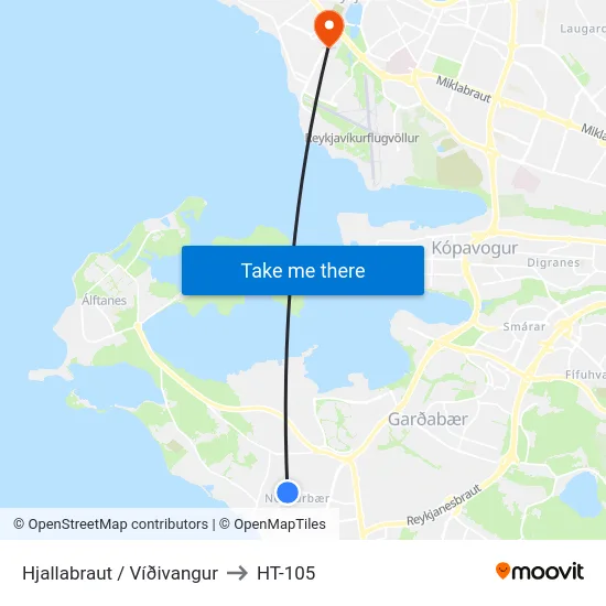 Hjallabraut / Víðivangur to HT-105 map