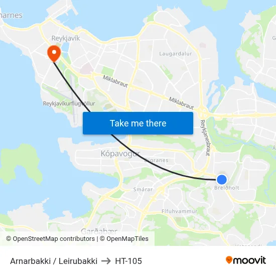 Arnarbakki / Leirubakki to HT-105 map