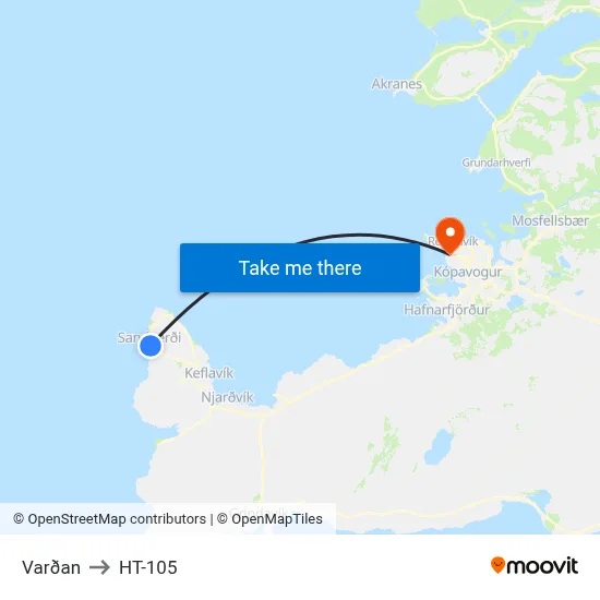 Varðan to HT-105 map