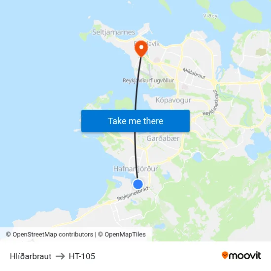 Hlíðarbraut to HT-105 map