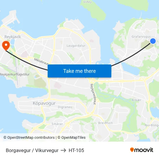 Borgavegur / Víkurvegur to HT-105 map