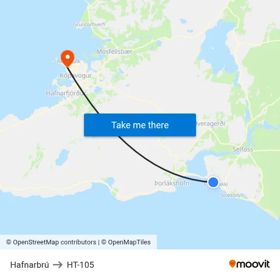 Hafnarbrú to HT-105 map