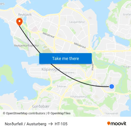 Norðurfell / Austurberg to HT-105 map