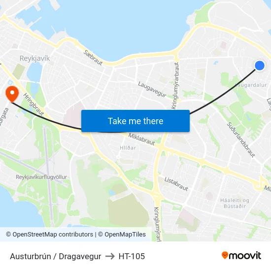 Austurbrún / Dragavegur to HT-105 map