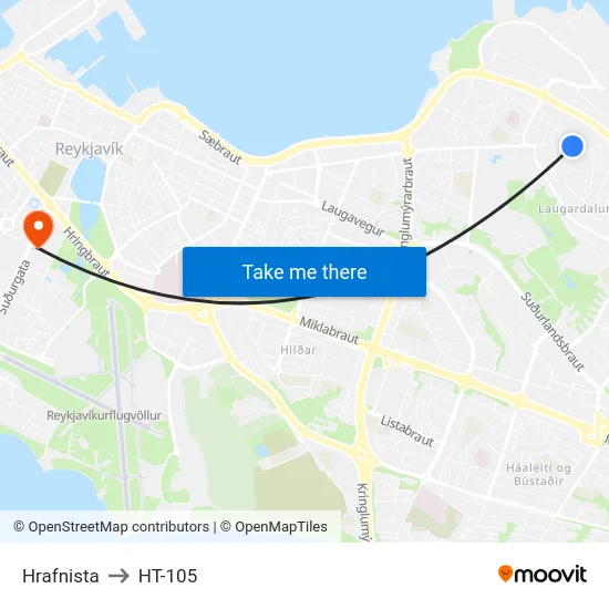 Hrafnista to HT-105 map