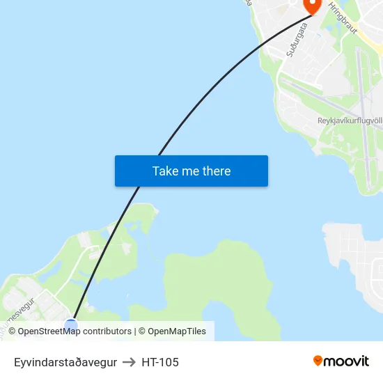 Eyvindarstaðavegur to HT-105 map