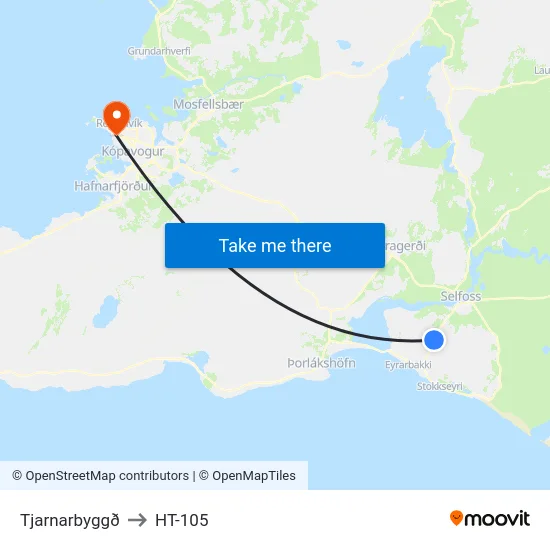 Tjarnarbyggð to HT-105 map