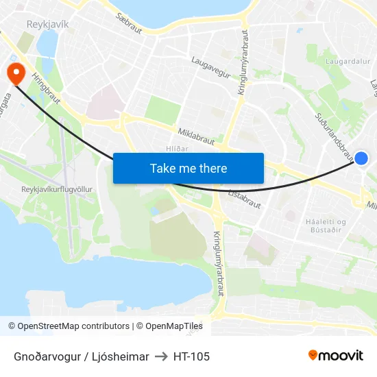 Gnoðarvogur / Ljósheimar to HT-105 map