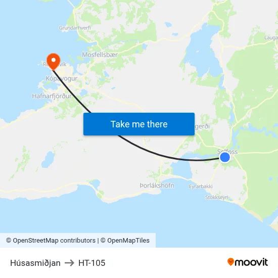 Húsasmiðjan to HT-105 map