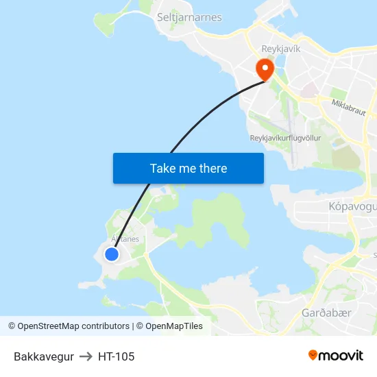 Bakkavegur to HT-105 map