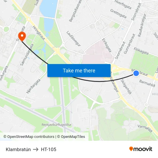 Klambratún to HT-105 map