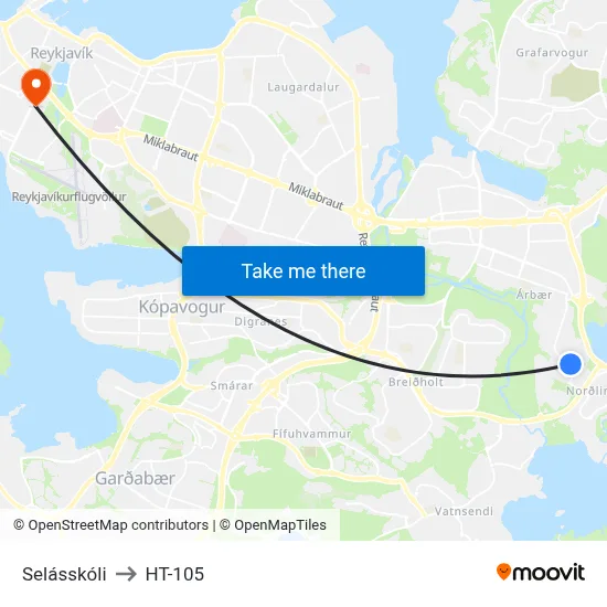 Selásskóli to HT-105 map