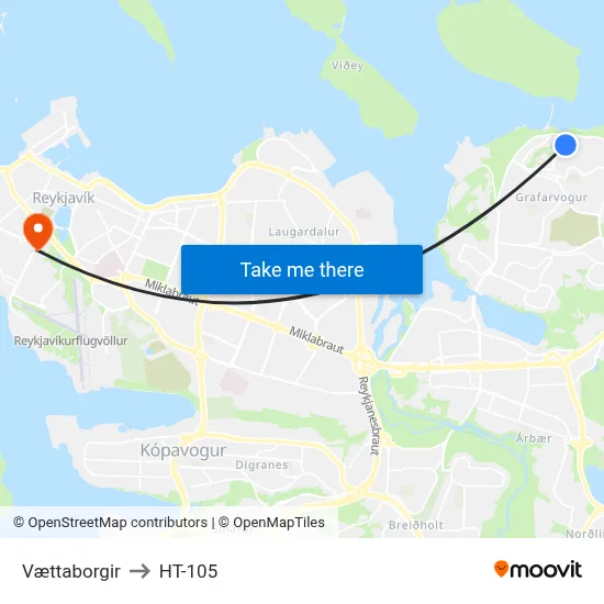Vættaborgir to HT-105 map