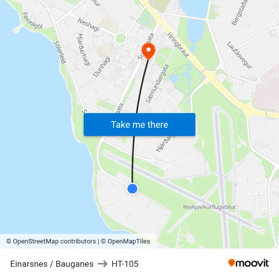 Einarsnes / Bauganes to HT-105 map